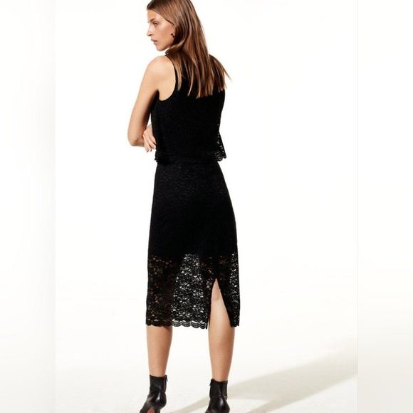 ARITZIA BABATON | Wilbur lace midi skirt in Black - Picture 2 of 9
